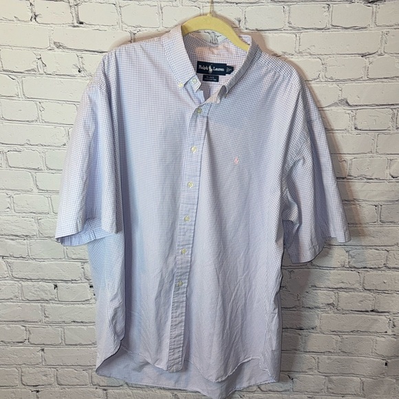 Ralph Lauren | Blake Short Sleeved Button Up Light Purple & White | Size XL - Picture 1 of 6